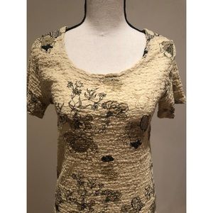 Studio ll Tan/Brown Floral Short Sleeve Blouse
